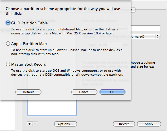 defauly usb drive partition for mac